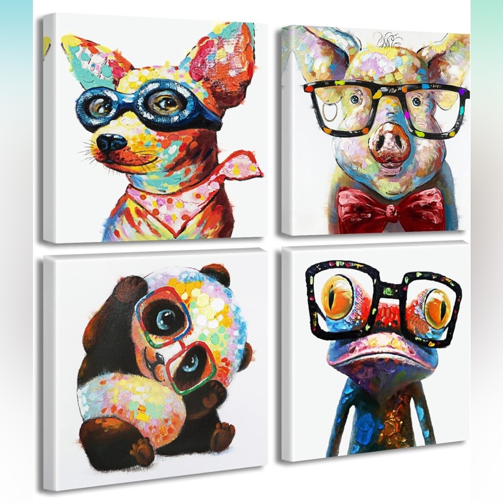 Colorful Cartoon Animal Wall Art Canvas Print